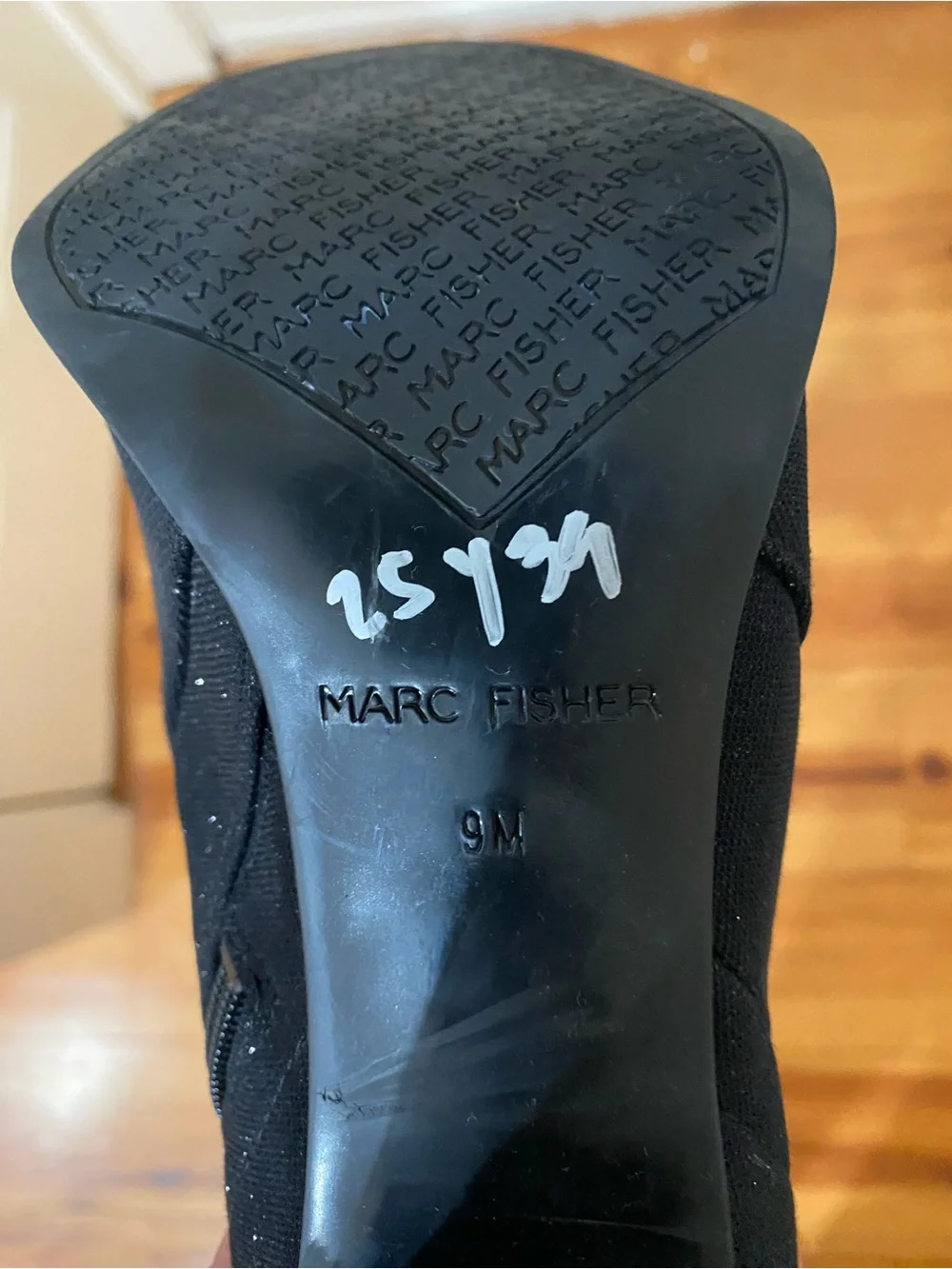 Marc Fisher Black Sparkle Over-the-Knee Block Heel Boots